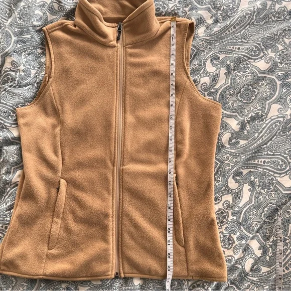 Tan Sleeveless Fleece Zip-Up Vest SZ M - Picture 8 of 8